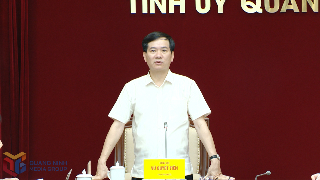 Đồng chí Vũ Quyết Tiến, Phó Giám đốc Tỉnh ủy phát biểu chỉ đạo.