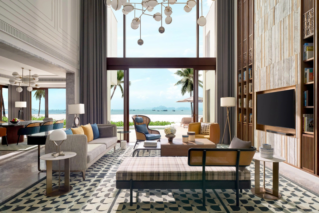 Tầm nhìn từ phòng khách biệt thự biển tại InterContinental Halong Bay Resort.