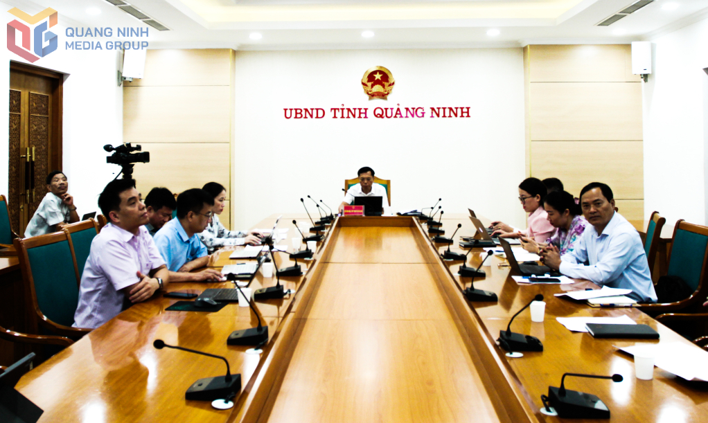 Quang cảnh hội nghị tại điểm cầu Quảng Ninh.