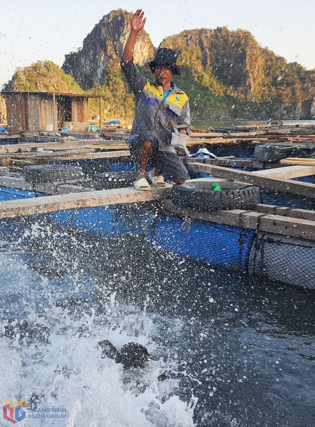 Người dân nuôi cá biển ở phường Cẩm Phả.