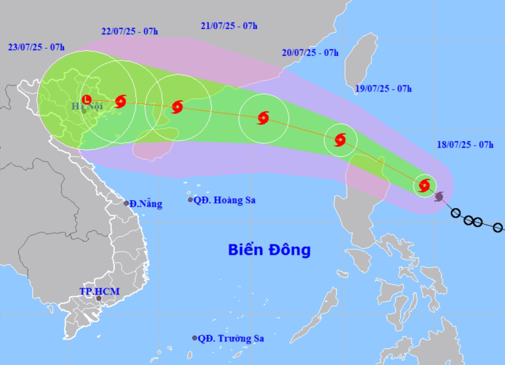 Dự báo hướng đi và vùng ảnh hưởng bão Wipha. 