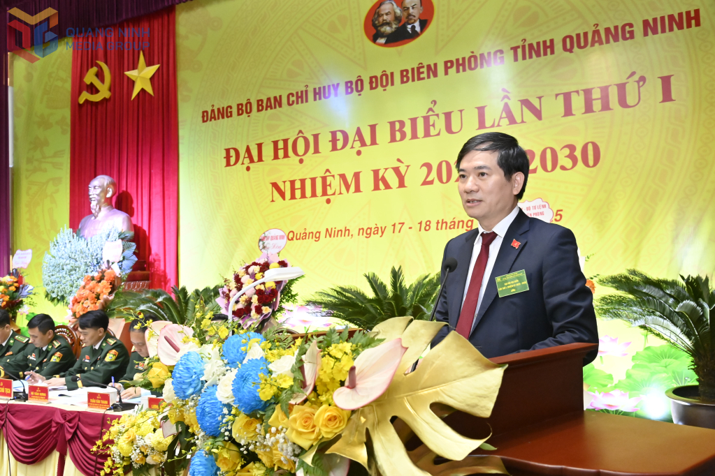 Đồng chí Vũ Quyết Tiến, Phó Bí thư Tỉnh ủy phát biểu chỉ đạo Đại hội.