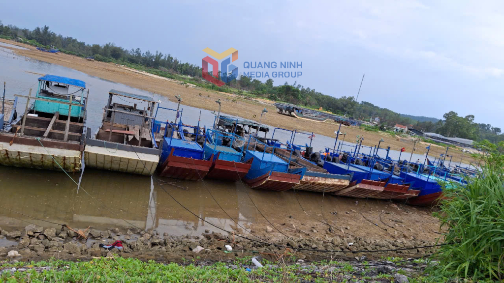 Tàu thuyền về neo đậu, tránh trú bão tại xã Vĩnh Thực
