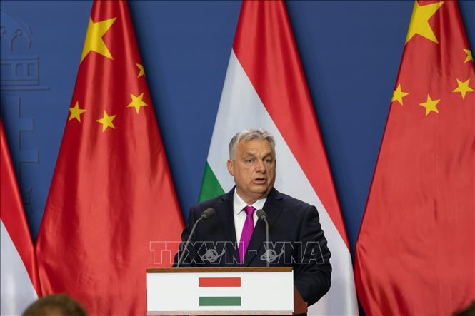 Thủ tướng Hungary Viktor Orban phát biểu họp báo tại Budapest, Hungary. Ảnh: THX/TTXVN