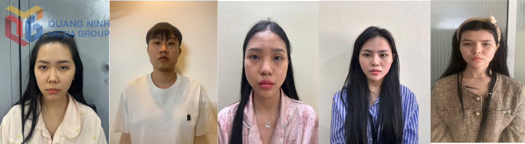 Từ trái qua phải là các đối tượng: Triệu Ánh Ngọc, Linh Xing, Lê Nguyễn Thanh Ngân, Nguyễn Thị My và Triệu Thuyên Mai.