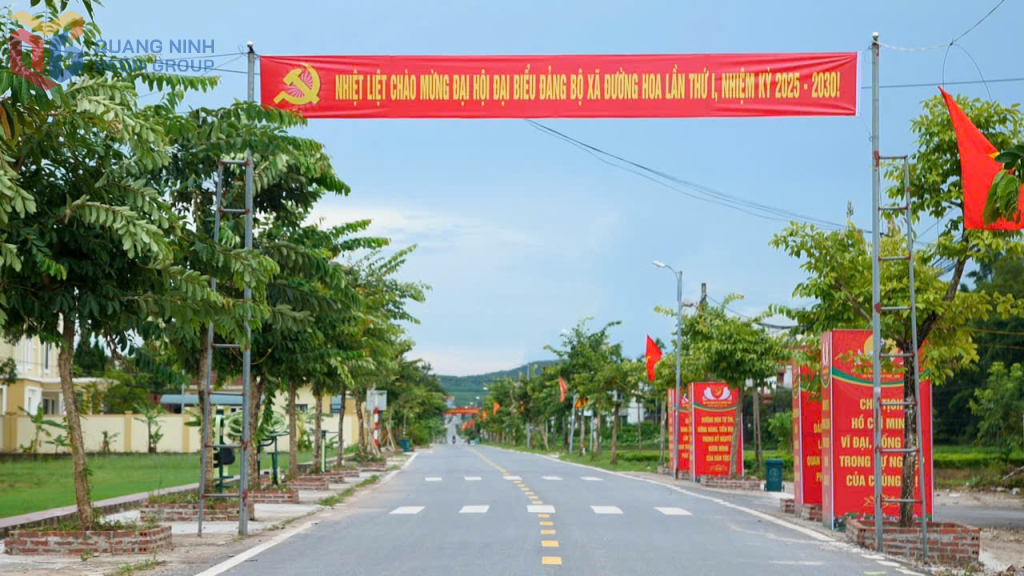Xã Đường Hoa rực rỡ cờ hoa chào mừng Đại hội Đảng bộ xã lần thứ nhất, nhiệm kỳ 2025-2030
