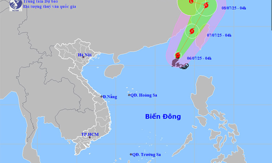 Thời tiết ngày 6/7: Bão số 2 trên biển Đông di chuyển chậm, biển động dữ dội
