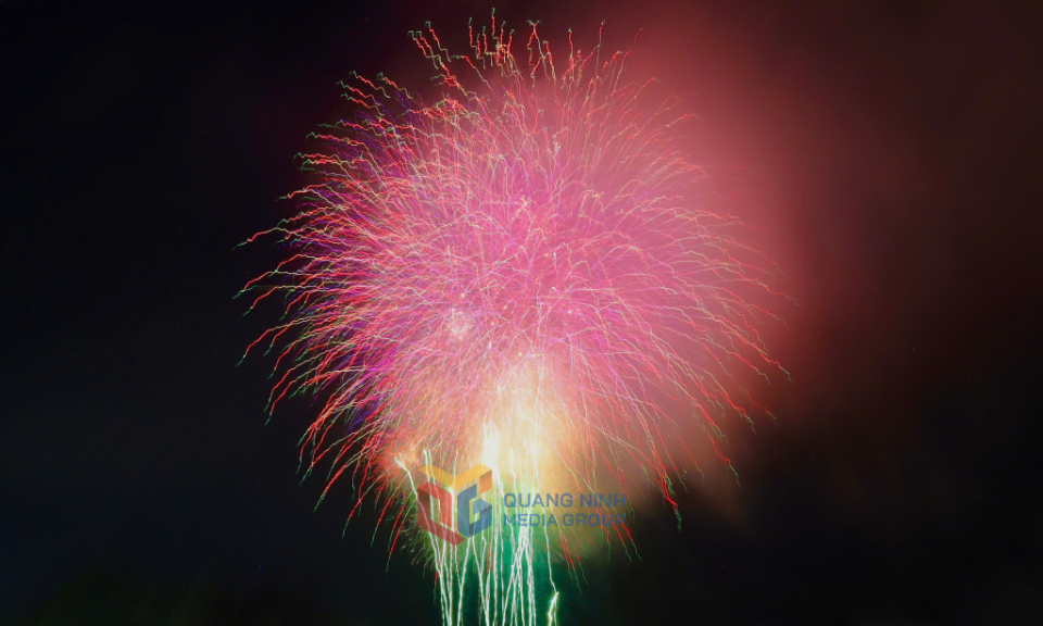 烟花绚丽绽放照亮广宁下龙国际客运港的夜空