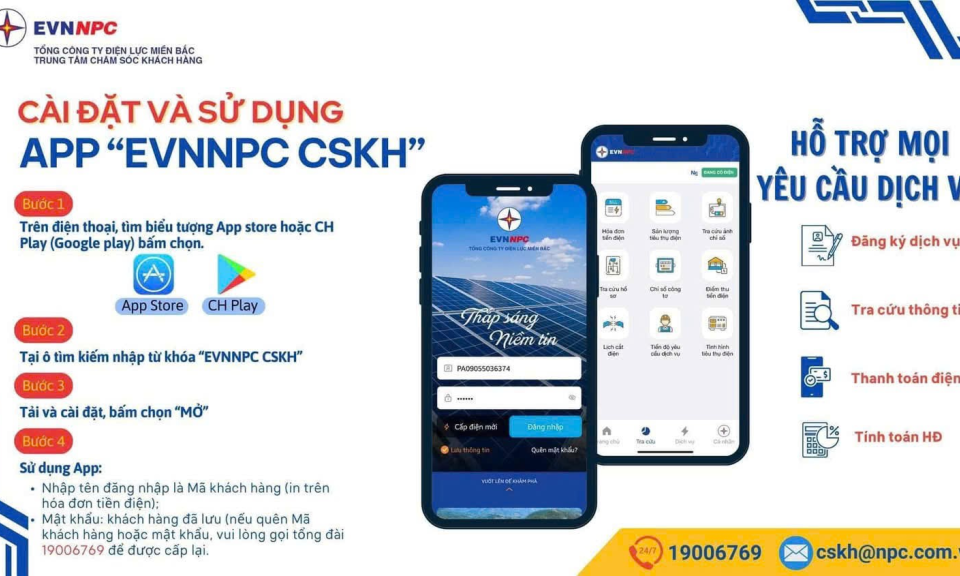 Tra cứu chỉ số công tơ điện qua App CSKH EVNNPC: Dễ cài đặt, dễ thực hiện và dễ giám sát