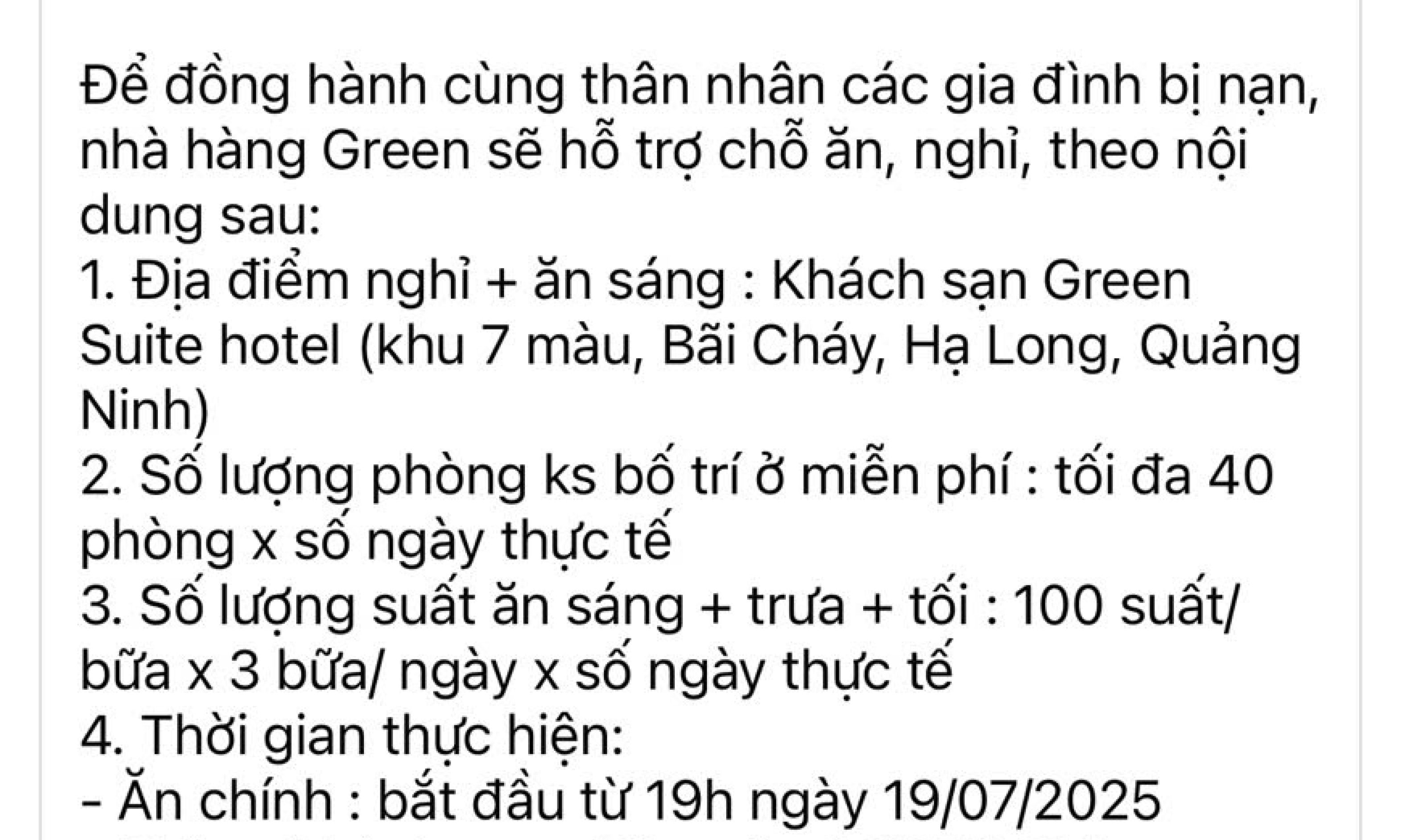  22 khách sạn đăng ký hỗ trợ miễn phí chỗ nghỉ cho gia đình các nạn nhân