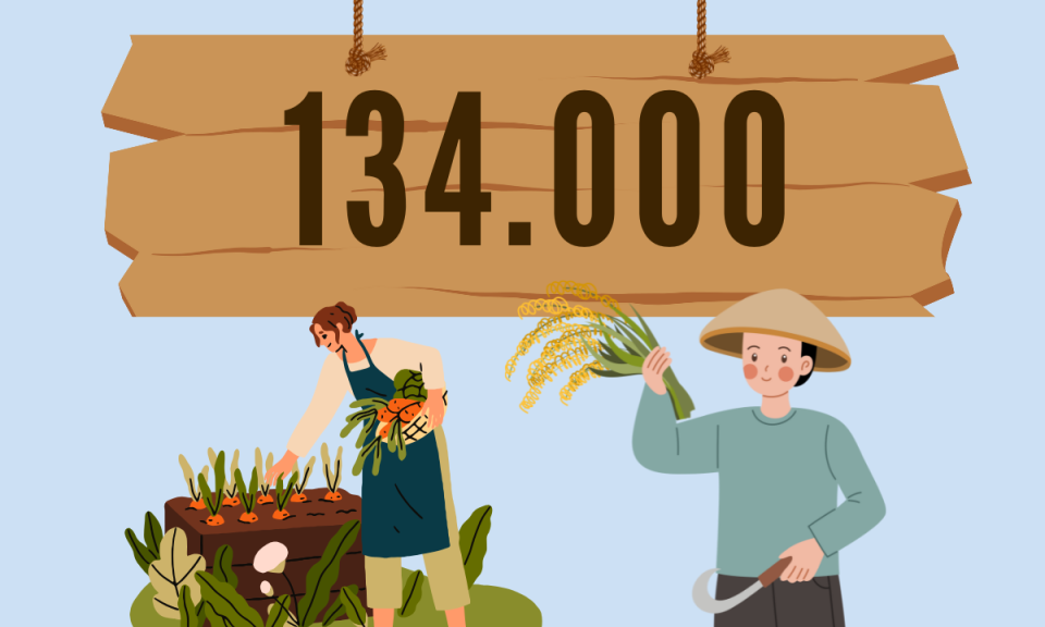 134.000 - là số lao động trên cả nước được hỗ trợ tạo việc làm, tạo sinh kế
