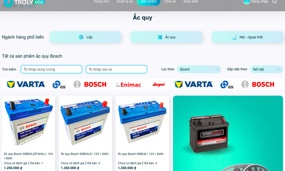 Mua ắc quy ô tô chính hãng giá tốt, an tâm tại TROLYoto