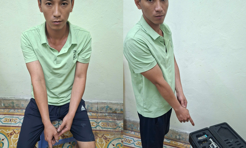 Công an phường Mạo Khê bắt giữ đối tượng tàng trữ trái phép vũ khí quân dụng 