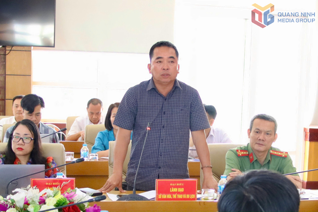 Lãnh đạo Sở Văn hoá, Thể thao và Du lịch phát biểu ý kiến.