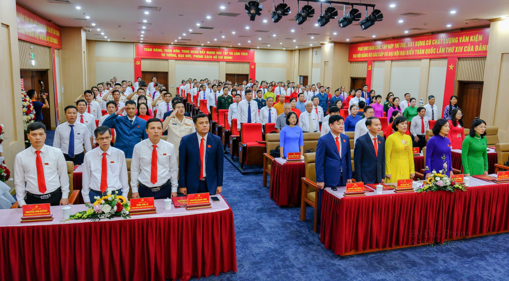 Các đại biểu thực hiện nghi thức chào cờ