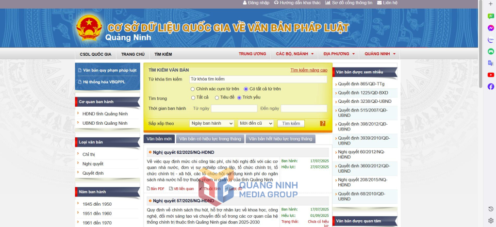 Văn bản QPPL của tỉnh được cập nhật kịp thời lên Hệ thống cơ sở dữ liệu quốc gia về văn bản pháp luật.