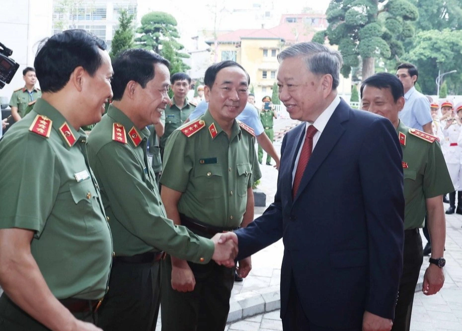 Tổng Bí thư Tô Lâm tại lễ khánh thành trụ sở mới của Bộ Công an ngày 16.8ẢNH: TTXVN