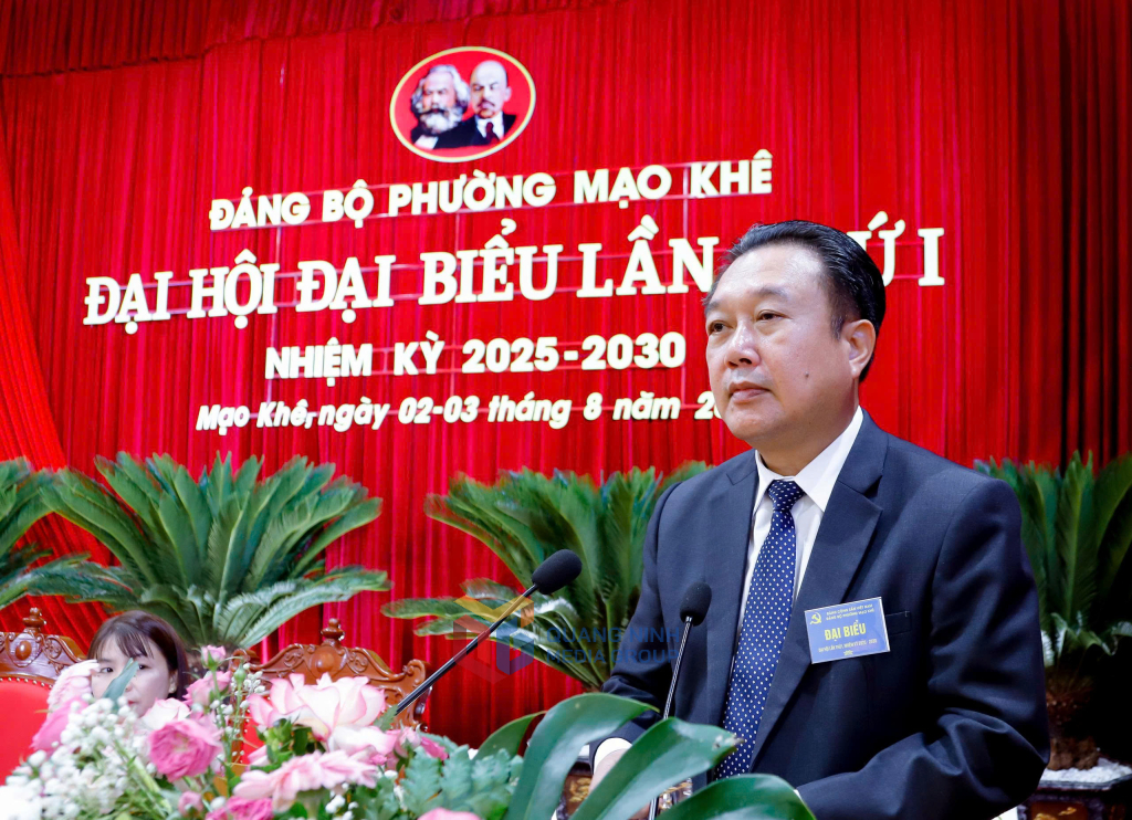Đồng chí Nguyễn Đức Thành - Ủy viên BTV, Chủ nhiệm Ủy ban Kiểm tra Tỉnh ủy phát biểu chỉ đạo tại Đại hội.