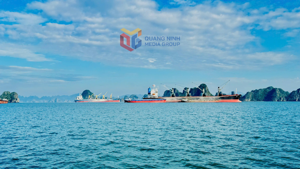 Hoạt động dịch vụ, logistics trên biển phường Cẩm Phả. Ảnh: Mạnh Trường