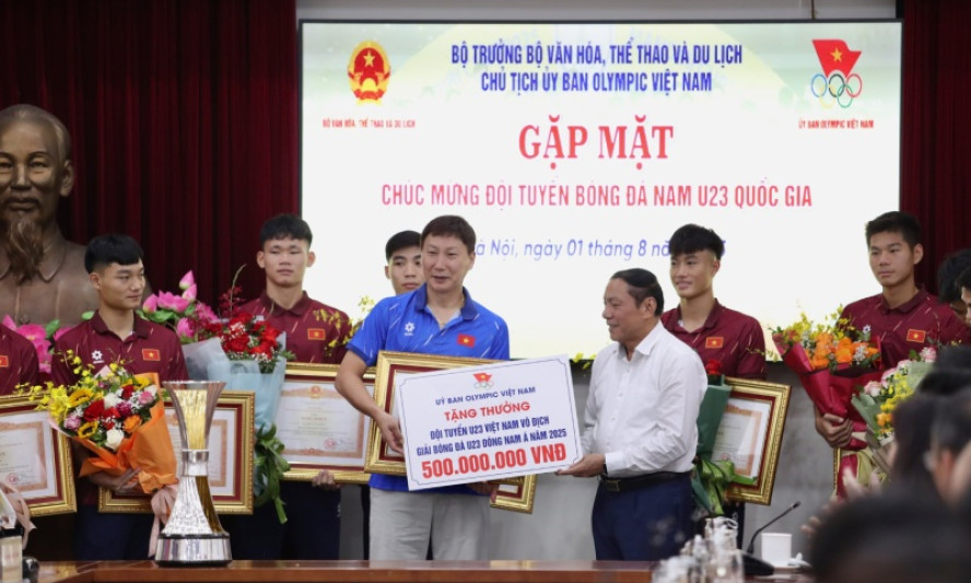 U23 Việt Nam nhận Bằng khen và tiền thưởng 500 triệu đồng