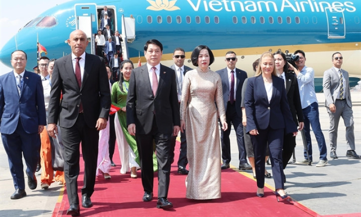 State President Lương Cường arrives in Cairo, beginning state visit to Egypt