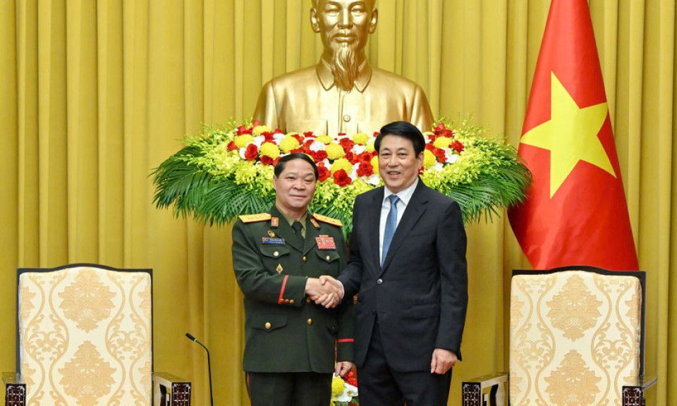 Chủ tịch nước Lương Cường tiếp Chủ nhiệm Tổng cục Chính trị Quân đội nhân dân Lào