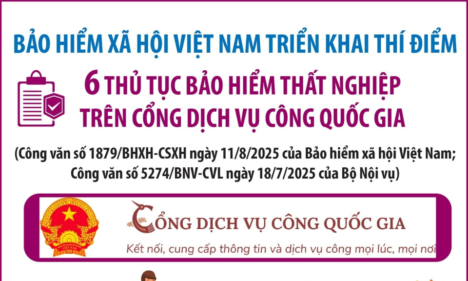 Triển khai thí điểm 6 thủ tục bảo hiểm thất nghiệp trên Cổng Dịch vụ công
