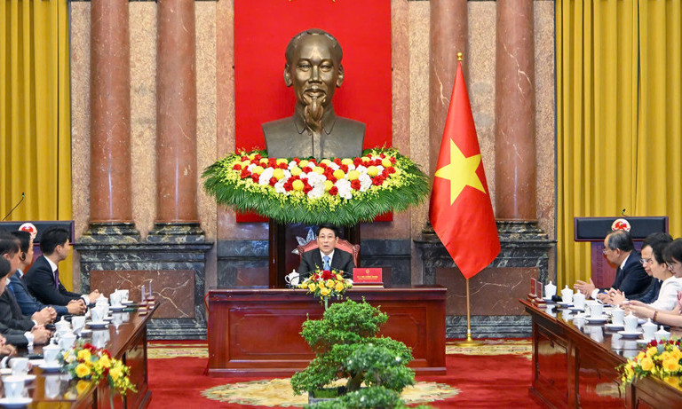 Chủ tịch nước Lương Cường tiếp Trưởng ban Thanh niên Đảng Dân chủ tự do Nhật Bản