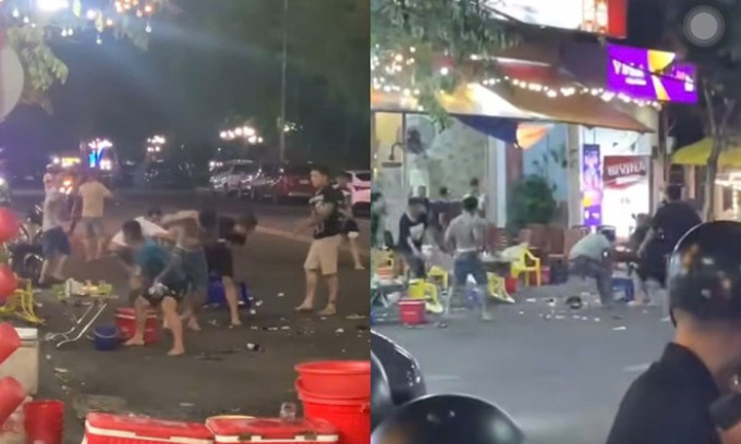 Hỗn chiến từ trong quán nhậu ra đến giữa đường ở Gia Lai, mảnh chai, ly vỡ vung vãi khắp nơi