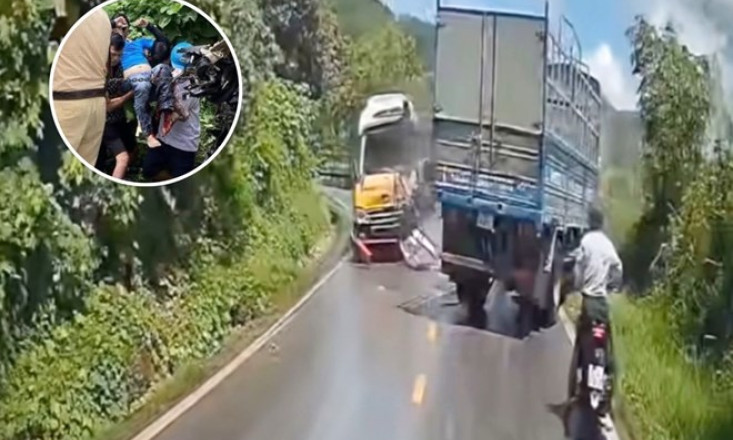 Xe bus đâm trực diện xe tải trên Quốc lộ 3, tài xế bị nát bàn chân