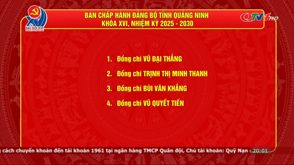 Danh sách Ban Chấp hành Đảng bộ tỉnh Quảng Ninh nhiệm kỳ 2025-2030