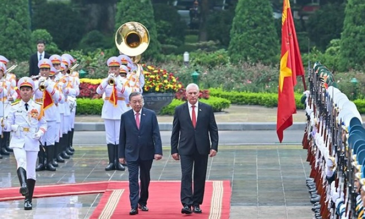 Tổng Bí thư Tô Lâm chủ trì lễ đón Bí thư thứ nhất, Chủ tịch nước Cuba