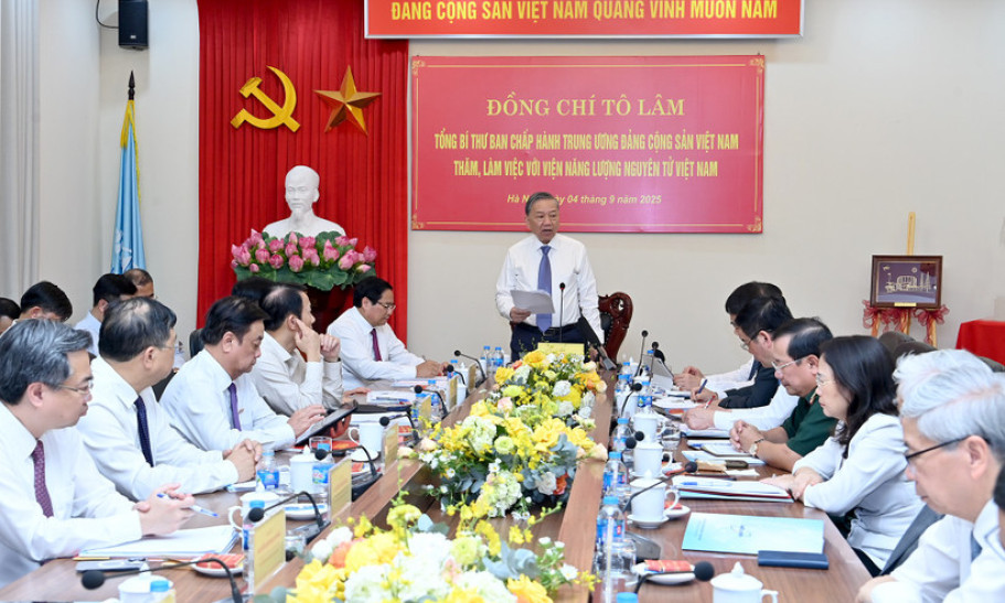 Tổng Bí thư Tô Lâm thăm, làm việc tại Viện Năng lượng nguyên tử Việt Nam