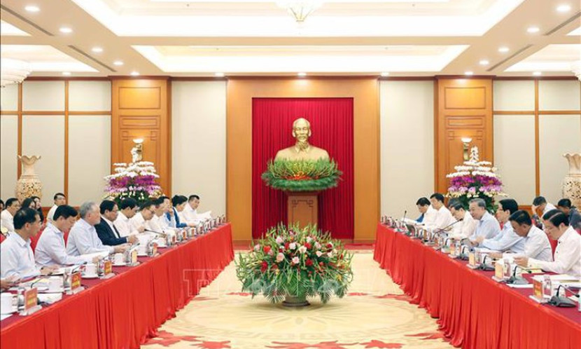 Bộ Chính trị làm việc với Ban Thường vụ Đảng ủy Chính phủ