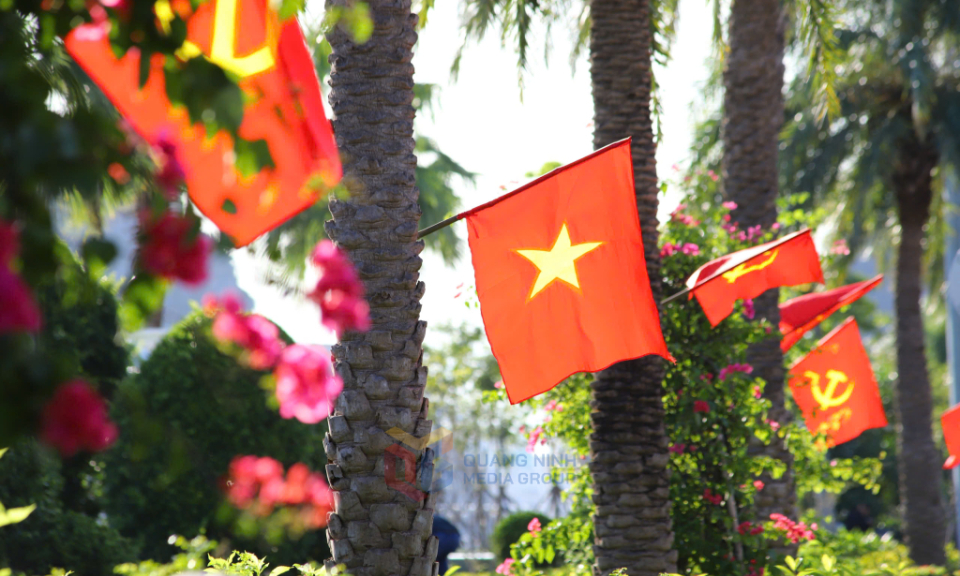 Brilliant flags and flowers celebrating the Provincial Party Congress