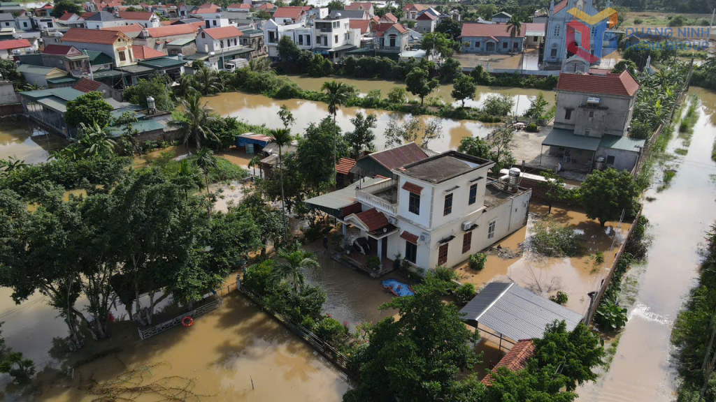 Khu Đông Tân (phường Đông Triều) có nhiều hộ dân ở ngoài đê Hồng Phong bị ngập nặng.