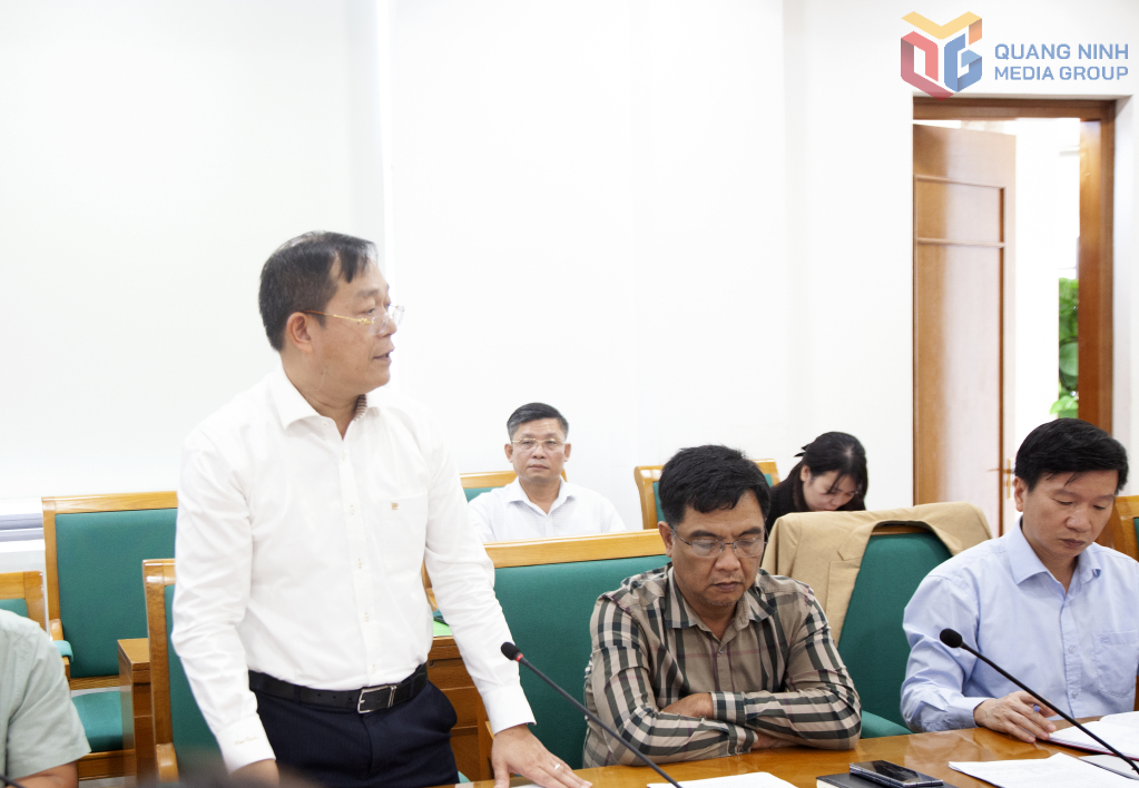 Lãnh đạo Công ty Cổ phần xi măng Hạ Long phát biểu tại cuộc họp