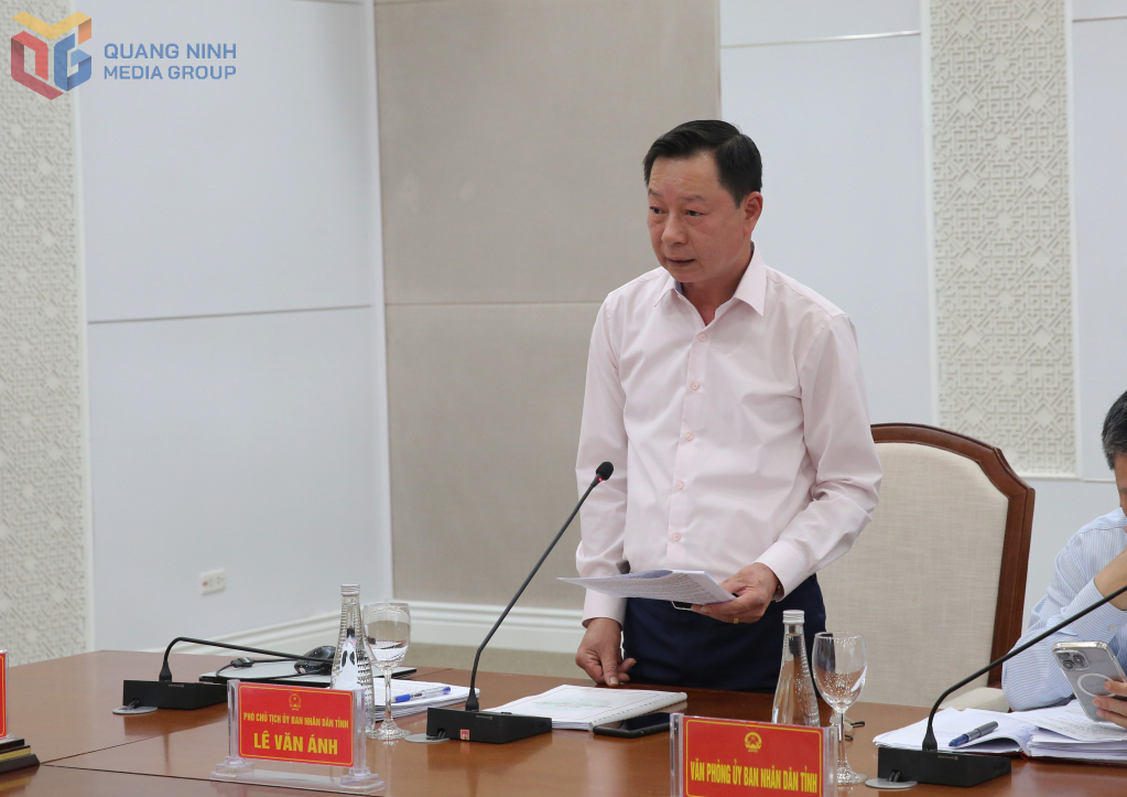 Đồng chí Nguyễn Văn Ánh, Phó Chủ tịch UBND tỉnh báo cáo kết quả thực hiện tại buổi làm việc.