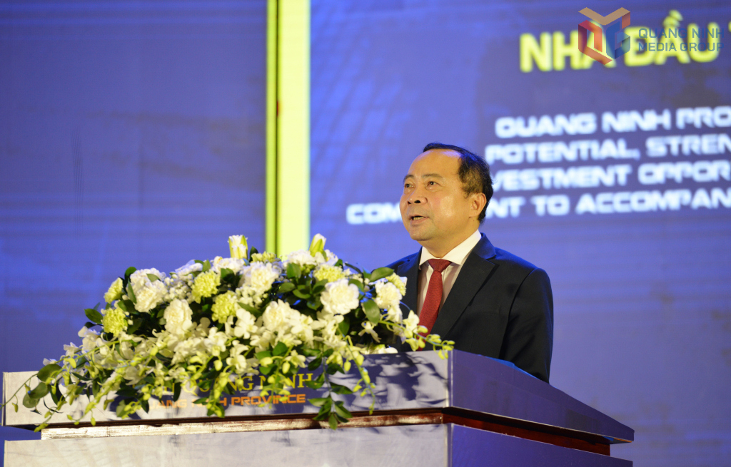 Đồng chí Vũ Hải Quân, Ủy viên Trung ương Đảng, Thứ trưởng thường trực Bộ Khoa học và Công nghệ phát biểu tại hội nghị.