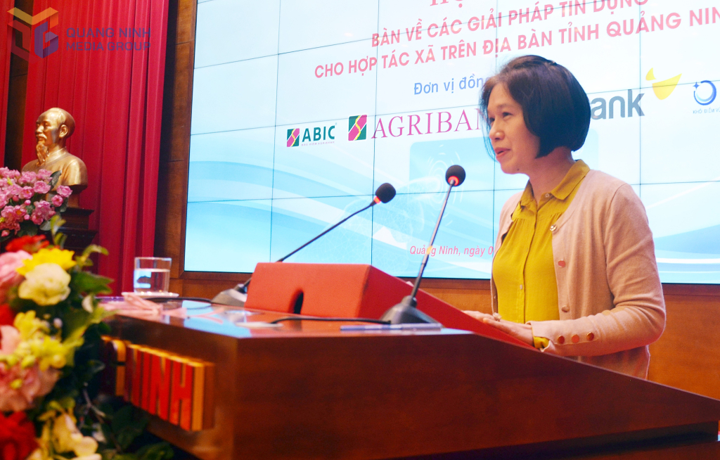 Phó Chủ tịch Liên minh HTX Việt Nam Nguyễn Thị Hoài Linh phát biểu chỉ đạo tại hội nghị.