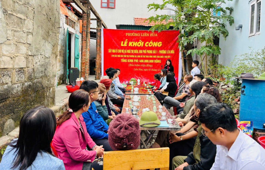 Phường Liên Hoà phối hợp cùng nhà hảo tâm xây nhà mới cho đối tượng thuộc diện bảo trợ xã hội.