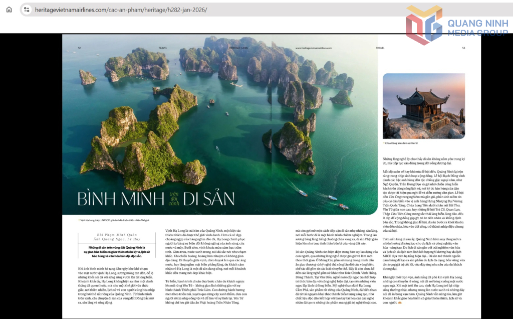 Bài viết “Bình minh trên đôi cánh di sản” được thể hiện bằng 2 ngôn ngữ: Tiếng Việt và Tiếng Anh.