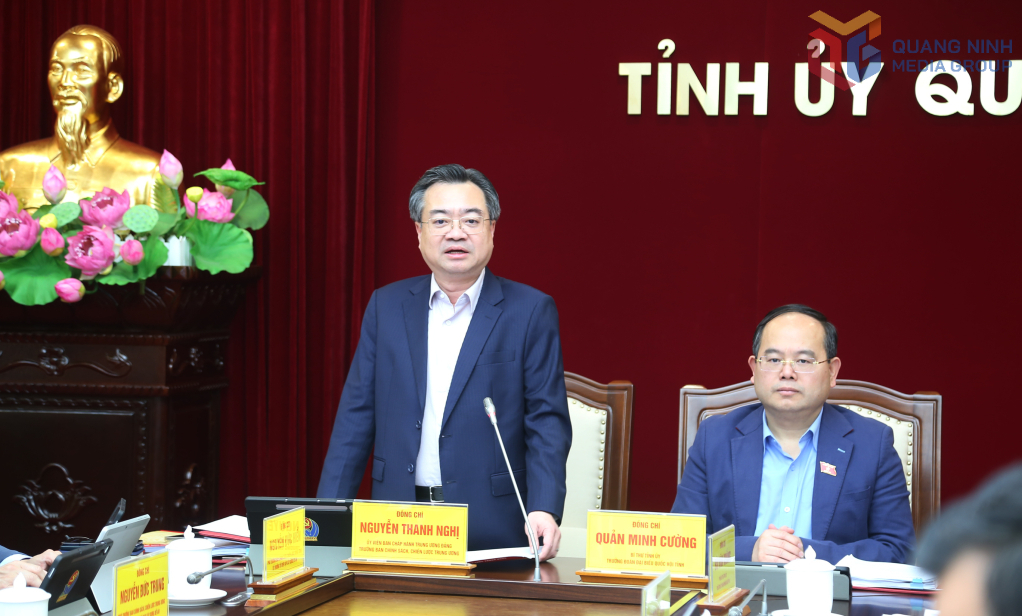 Đồng chí Nguyễn Thanh Nghị, Ủy viên Trung ương Đảng, Trưởng Ban Chính sách, chiến lược Trung ương, phát biểu kết luận tại hội nghị.