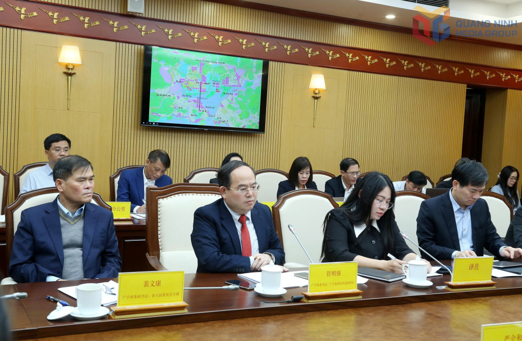 Đồng chí Quản Minh Cường, Bí thư Tỉnh ủy, Trưởng Đoàn ĐBQH tỉnh, phát biểu tại buổi làm việc.