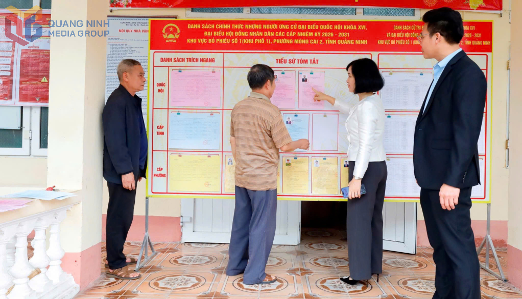 Lãnh đạo phường Móng Cái 2 kiểm tra công tác chuẩn bị bầu cử Đại biểu Quốc hội khoá XVI và HĐND các cấp nhiệm kỳ 2026- 2031.