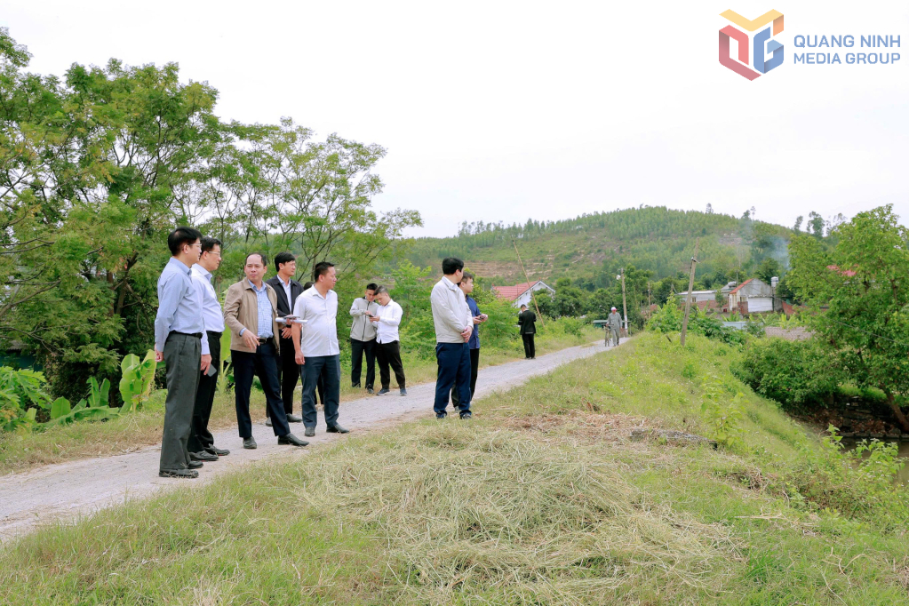 Đồng chí Chủ nhiệm Uỷ ban Kiểm tra Tỉnh uỷ Nguyễn Văn Hồi cùng đoàn công tác kiểm tra tại khu vực đê Đông Mai, khu phố Nguyễn Huệ 3 vào tháng 10/2025.