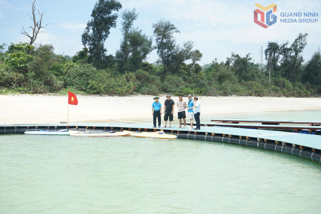 Công ty CP Mực nhảy Biển Đông đang phối hợp các nhà khoa học lắp đặt hệ thống nhà bè lớn để NTTS trên biển Quảng Ninh.