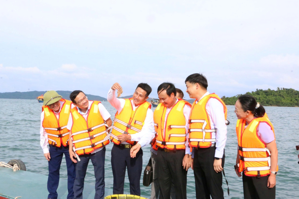 Các đại biểu tham quan Khu nuôi trồng thủy sản tập trung tại Đặc khu Cô Tô