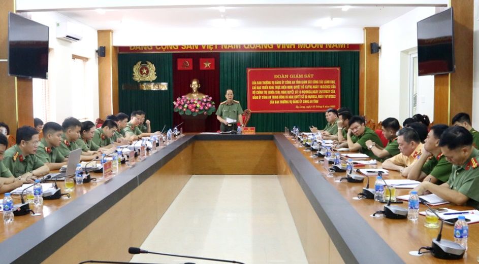 Ban Thường vụ Đảng ủy Công an tỉnh giám sát việc thực hiện Nghị quyết 12-NQ/TW tại một số cấp ủy, tổ chức đảng trực thuộc Công an tỉnh.