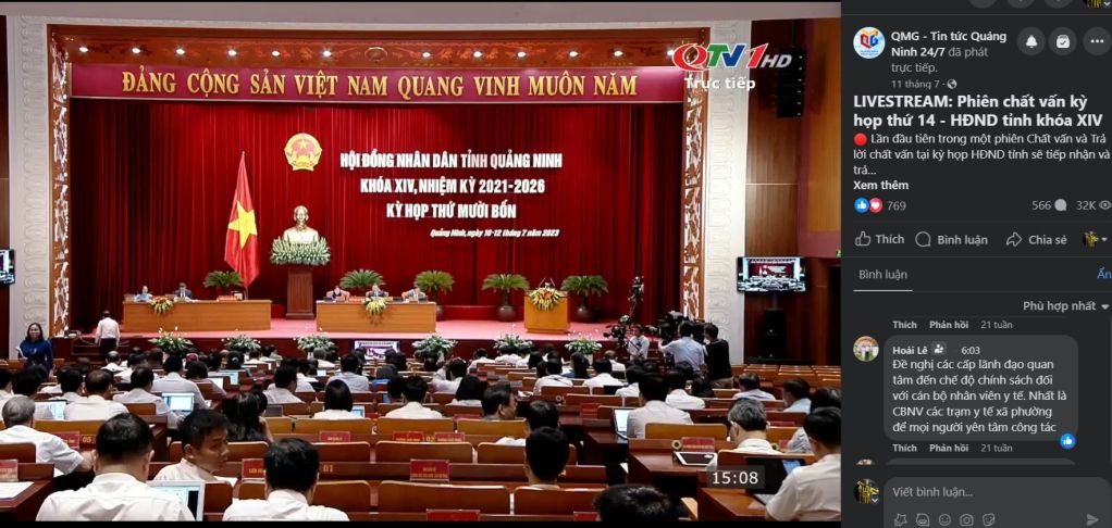 Cử tri trong tỉnh cùng tham gia chất vấn trực tuyến lãnh đạo các sở, ngành tại Kỳ họp thứ 14, HĐND tỉnh khóa XIV.